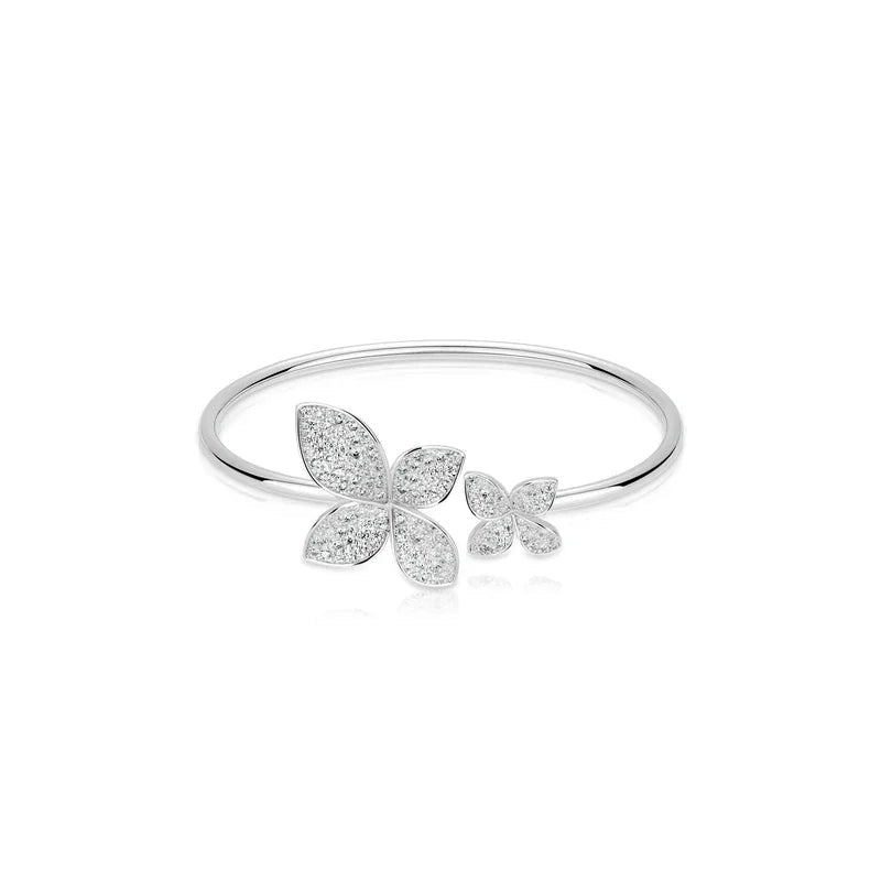 925 Silver Zircon White Full Diamond Flower Necklace Earrings Rings Bracelets Luxury Wedding Party Jewelry Set - Lotus Diamond