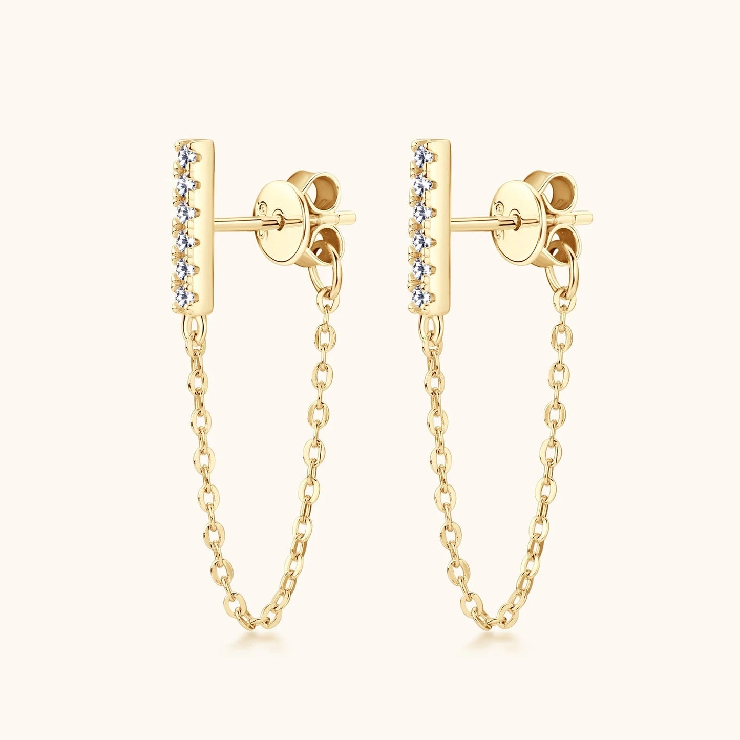 925 Sterling Silver Long Chain Stud Earrings 1.4mm Full Moissanite Diamond Earring for Women Trending Jewelry Gift 2023 - Lotus Diamond