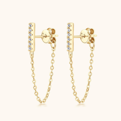 925 Sterling Silver Long Chain Stud Earrings 1.4mm Full Moissanite Diamond Earring for Women Trending Jewelry Gift 2023 - Lotus Diamond