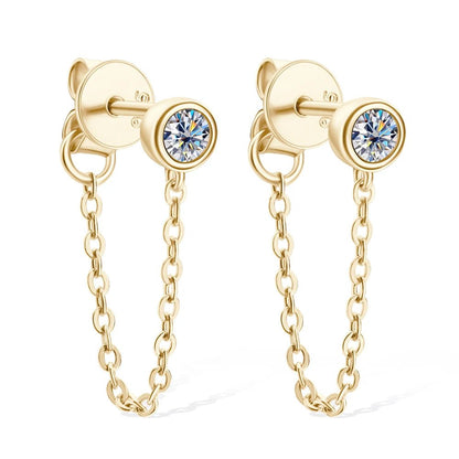925 Sterling Silver Long Chain Stud Earrings 1.4mm Full Moissanite Diamond Earring for Women Trending Jewelry Gift 2023 - Lotus Diamond