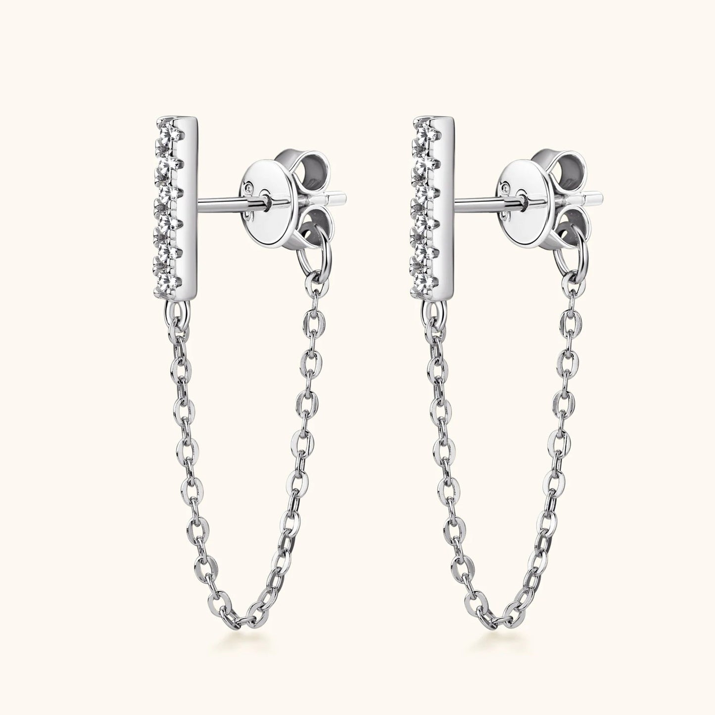 925 Sterling Silver Long Chain Stud Earrings 1.4mm Full Moissanite Diamond Earring for Women Trending Jewelry Gift 2023 - Lotus Diamond