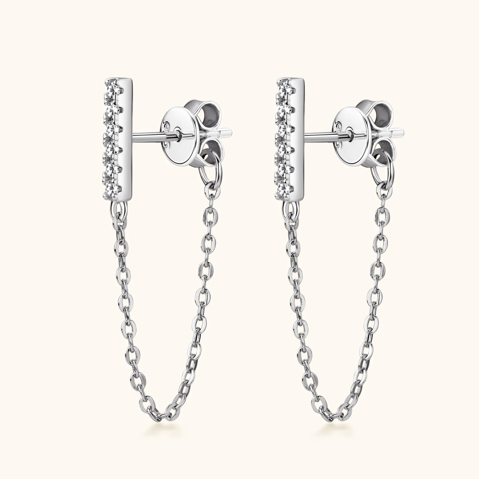925 Sterling Silver Long Chain Stud Earrings 1.4mm Full Moissanite Diamond Earring for Women Trending Jewelry Gift 2023 - Lotus Diamond