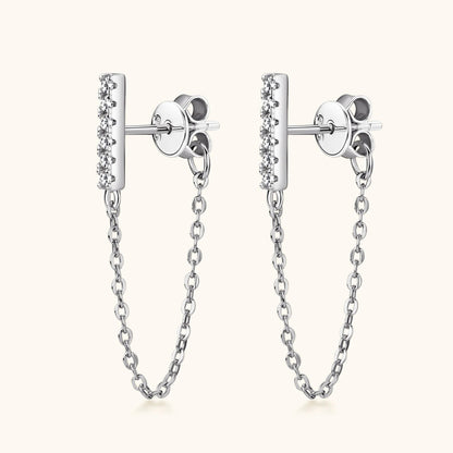 925 Sterling Silver Long Chain Stud Earrings 1.4mm Full Moissanite Diamond Earring for Women Trending Jewelry Gift 2023 - Lotus Diamond
