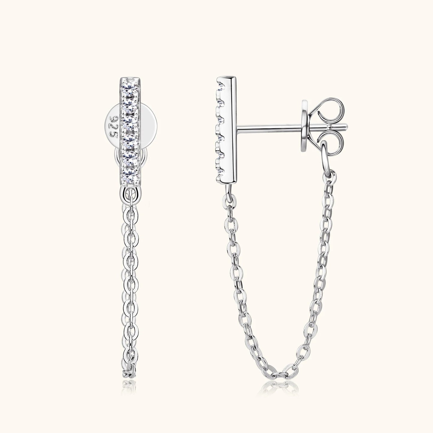 925 Sterling Silver Long Chain Stud Earrings 1.4mm Full Moissanite Diamond Earring for Women Trending Jewelry Gift 2023 - Lotus Diamond