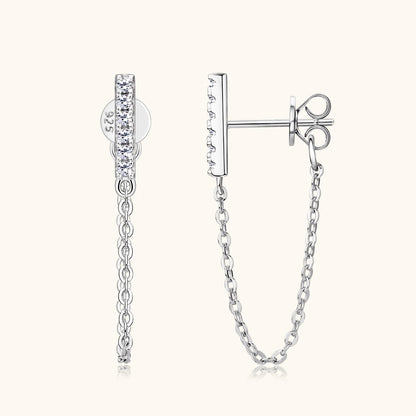 925 Sterling Silver Long Chain Stud Earrings 1.4mm Full Moissanite Diamond Earring for Women Trending Jewelry Gift 2023 - Lotus Diamond