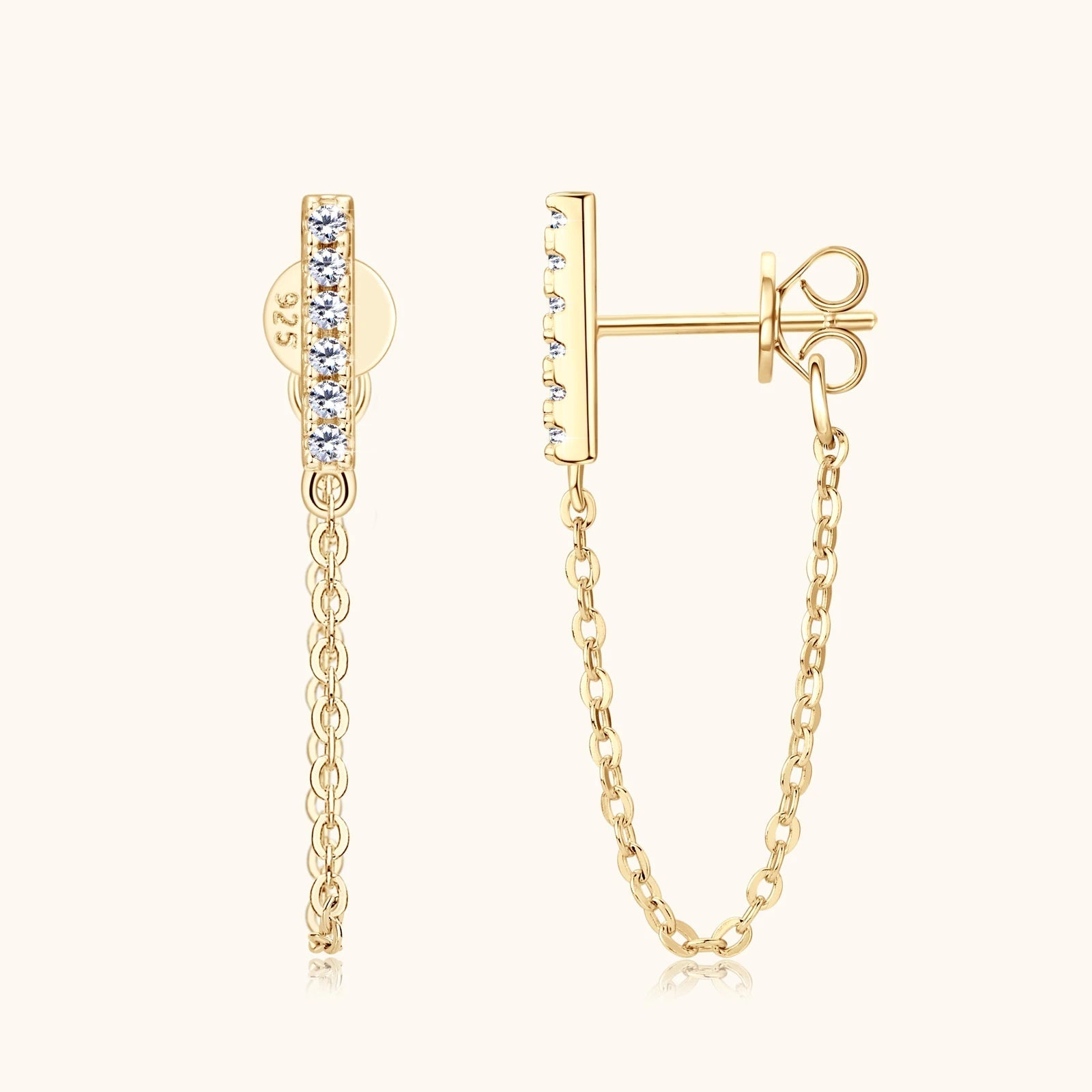 925 Sterling Silver Long Chain Stud Earrings 1.4mm Full Moissanite Diamond Earring for Women Trending Jewelry Gift 2023 - Lotus Diamond