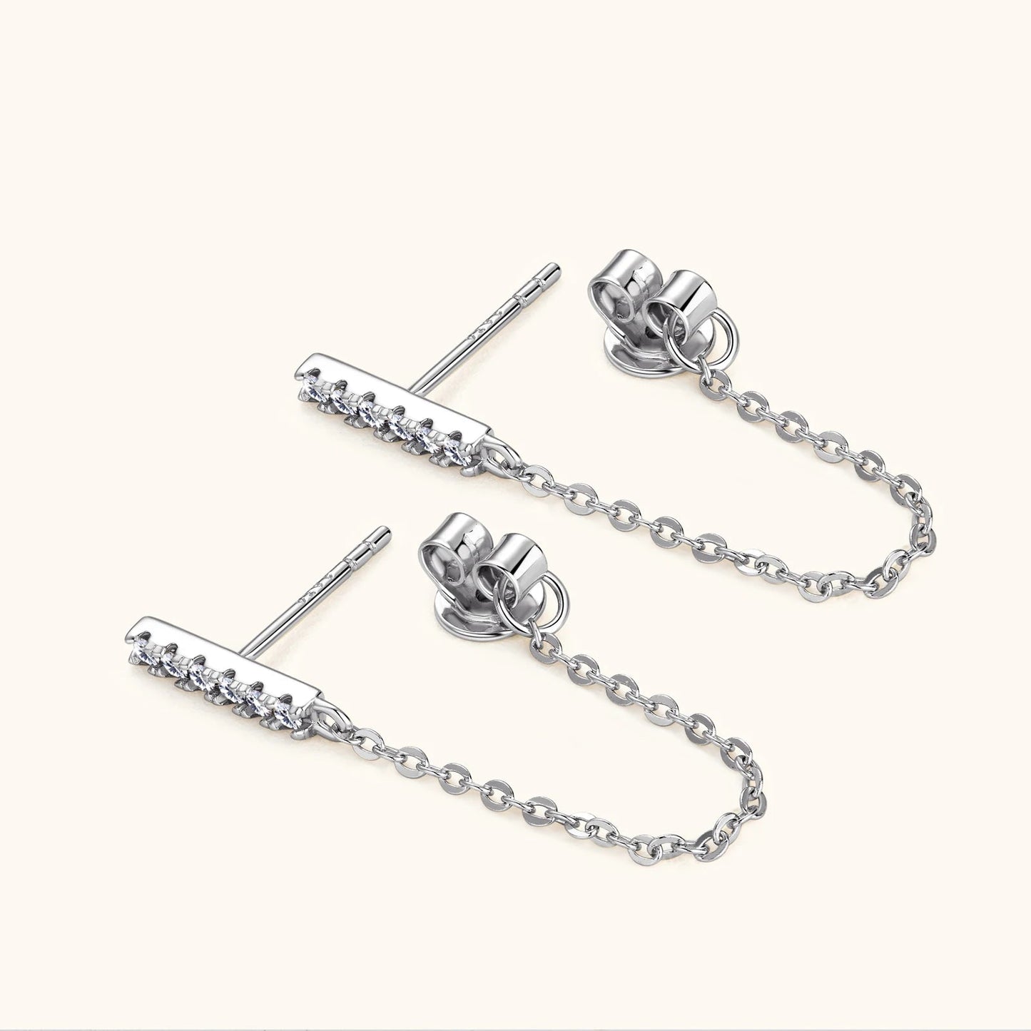 925 Sterling Silver Long Chain Stud Earrings 1.4mm Full Moissanite Diamond Earring for Women Trending Jewelry Gift 2023 - Lotus Diamond
