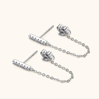 925 Sterling Silver Long Chain Stud Earrings 1.4mm Full Moissanite Diamond Earring for Women Trending Jewelry Gift 2023 - Lotus Diamond