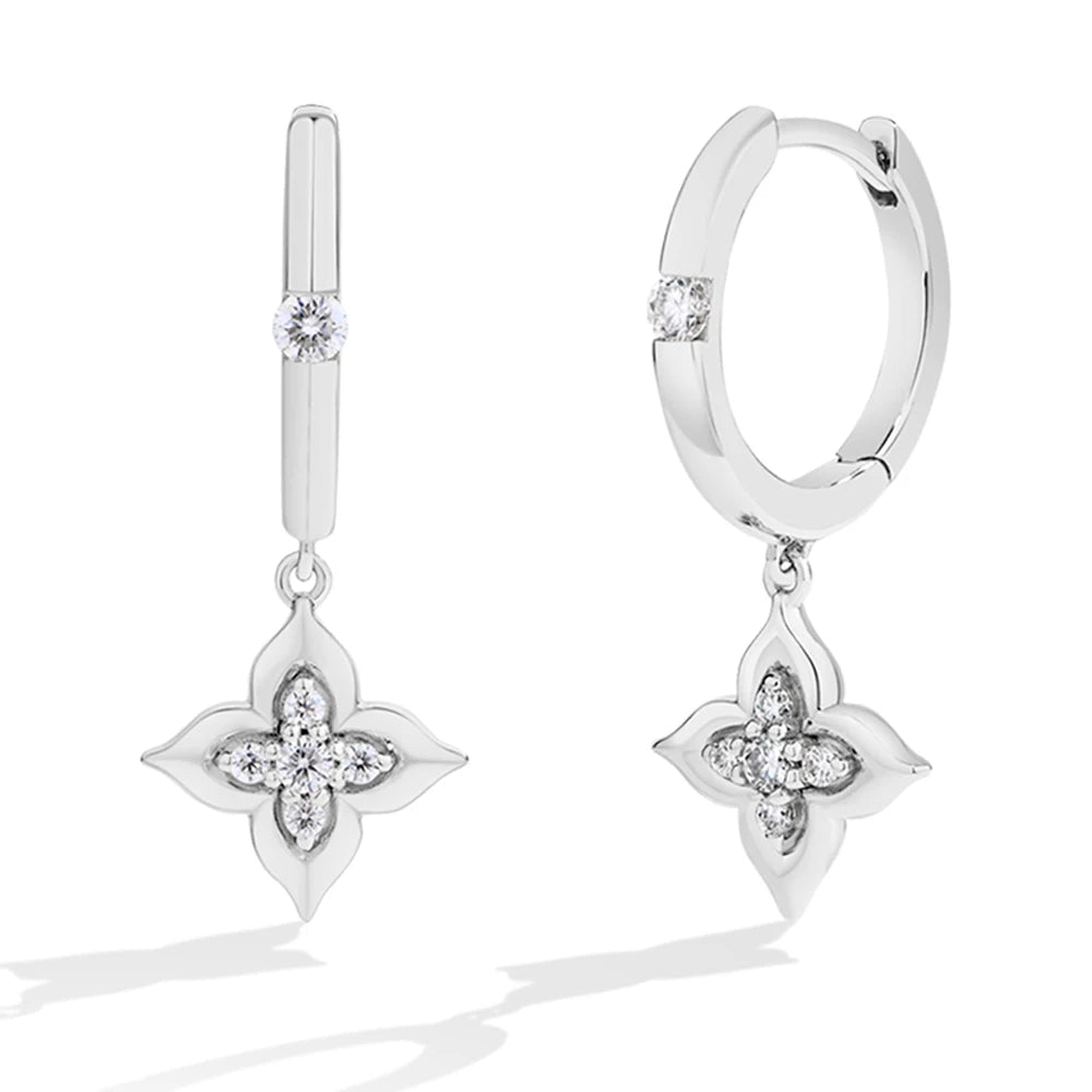 925 Sterling Silver Moissanite Drop Earrings for Women Clover Lab Diamond Earring Dangle Luxury Wedding Fine Jewelry - Lotus Diamond