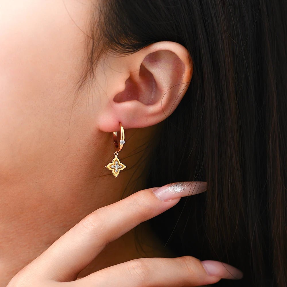 925 Sterling Silver Moissanite Drop Earrings for Women Clover Lab Diamond Earring Dangle Luxury Wedding Fine Jewelry - Lotus Diamond