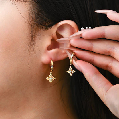 925 Sterling Silver Moissanite Drop Earrings for Women Clover Lab Diamond Earring Dangle Luxury Wedding Fine Jewelry - Lotus Diamond