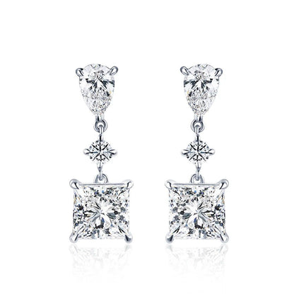 9K White Gold 1CT Princess Cut Lab Grown Diamond Stud Earrings For Women - Lotus Diamond
