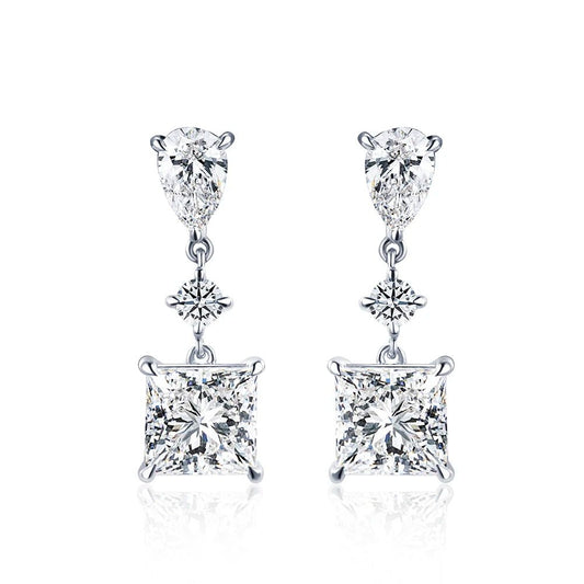 9K White Gold 1CT Princess Cut Lab Grown Diamond Stud Earrings For Women - Lotus Diamond