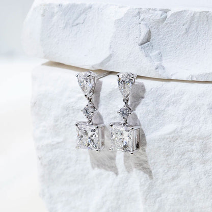 9K White Gold 1CT Princess Cut Lab Grown Diamond Stud Earrings For Women - Lotus Diamond