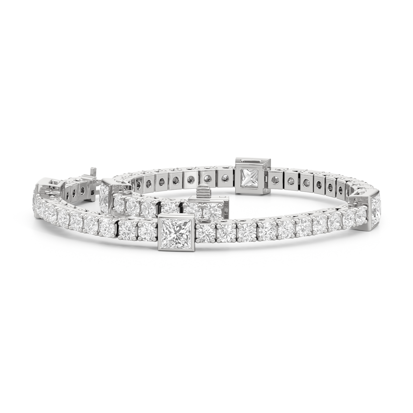 Bezeled Princess Station Tennis Bracelet