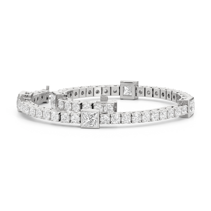 Bezeled Princess Station Tennis Bracelet