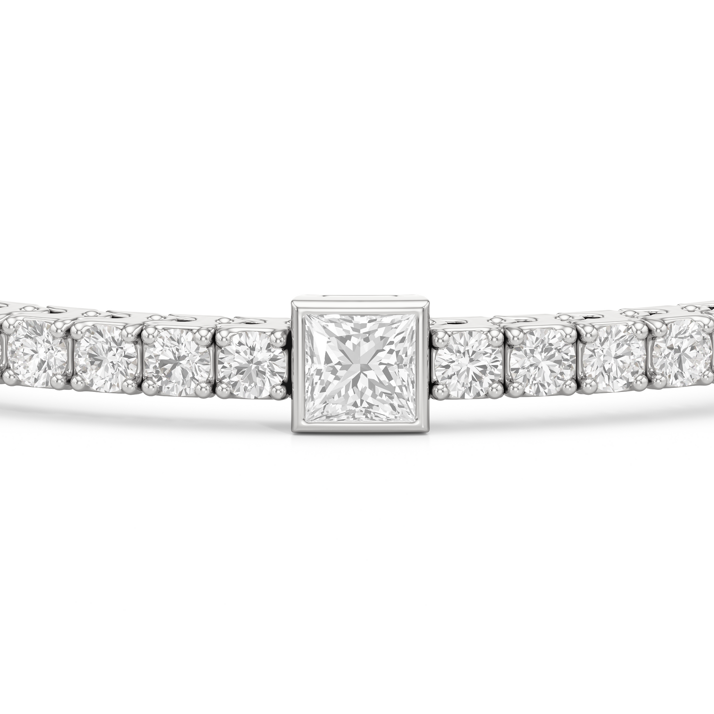 Bezeled Princess Station Tennis Bracelet