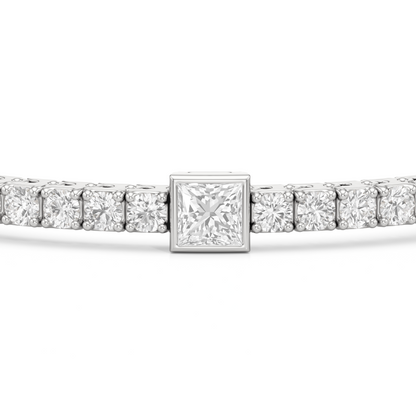 Bezeled Princess Station Tennis Bracelet