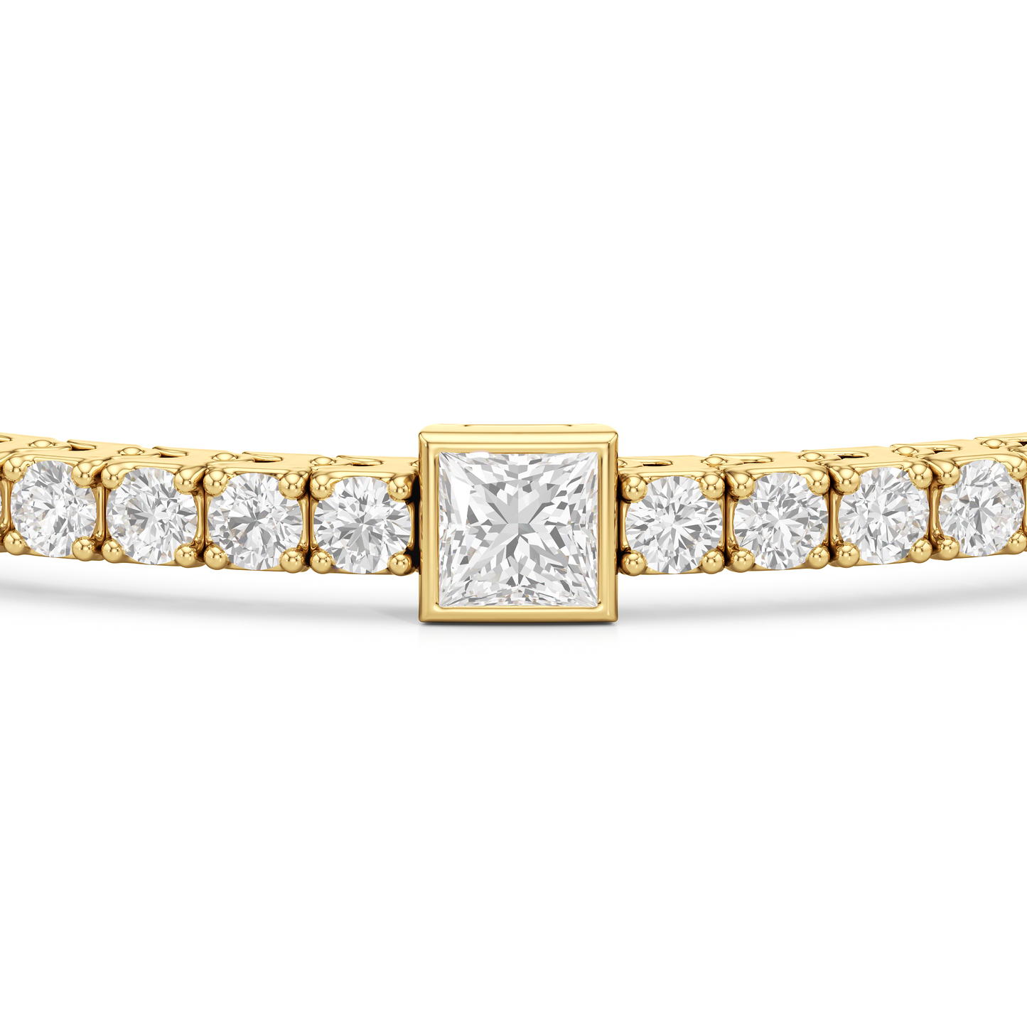 Bezeled Princess Station Tennis Bracelet