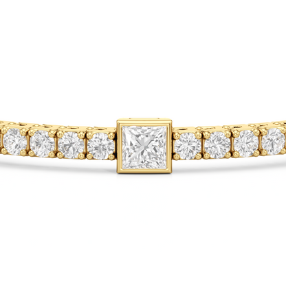 Bezeled Princess Station Tennis Bracelet