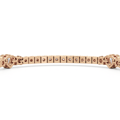Bezeled Heart Station with Round Diamonds Tennis Bracelet