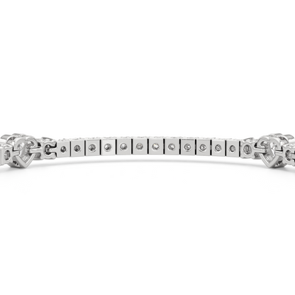 Bezeled Heart Station with Round Diamonds Tennis Bracelet