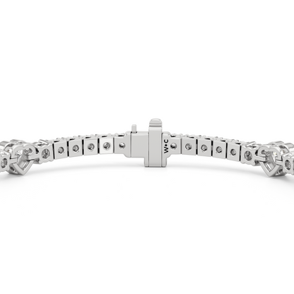 Bezeled Heart Station with Round Diamonds Tennis Bracelet