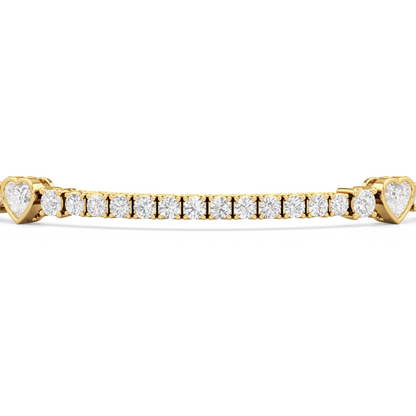 Bezeled Heart Station with Round Diamonds Tennis Bracelet