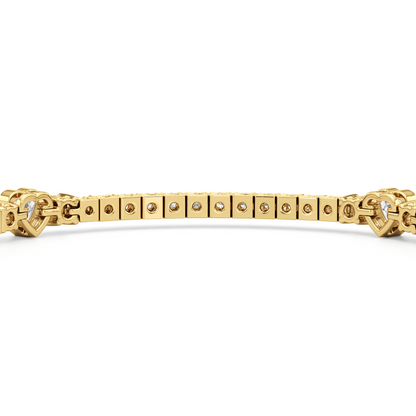 Bezeled Heart Station with Round Diamonds Tennis Bracelet