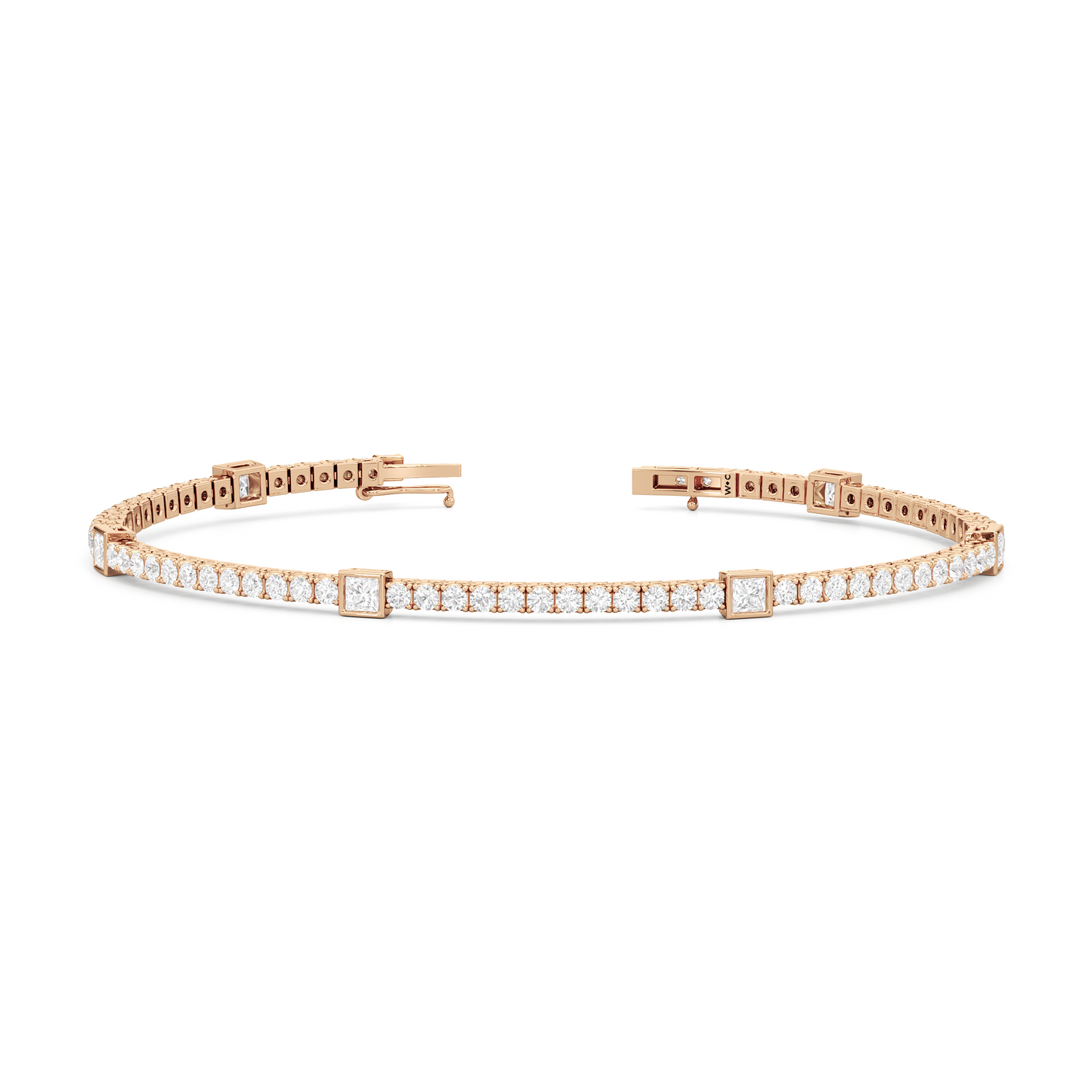 Bezeled Princess Station Tennis Bracelet