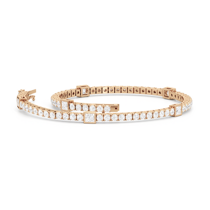 Bezeled Princess Station Tennis Bracelet