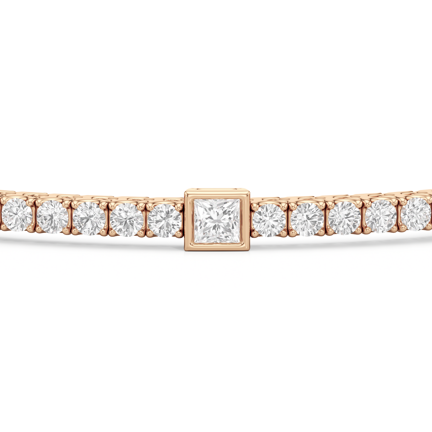 Bezeled Princess Station Tennis Bracelet