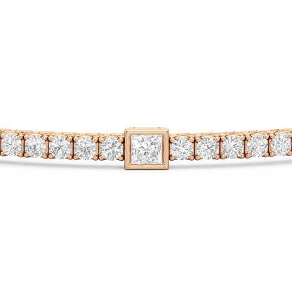 Bezeled Princess Station Tennis Bracelet