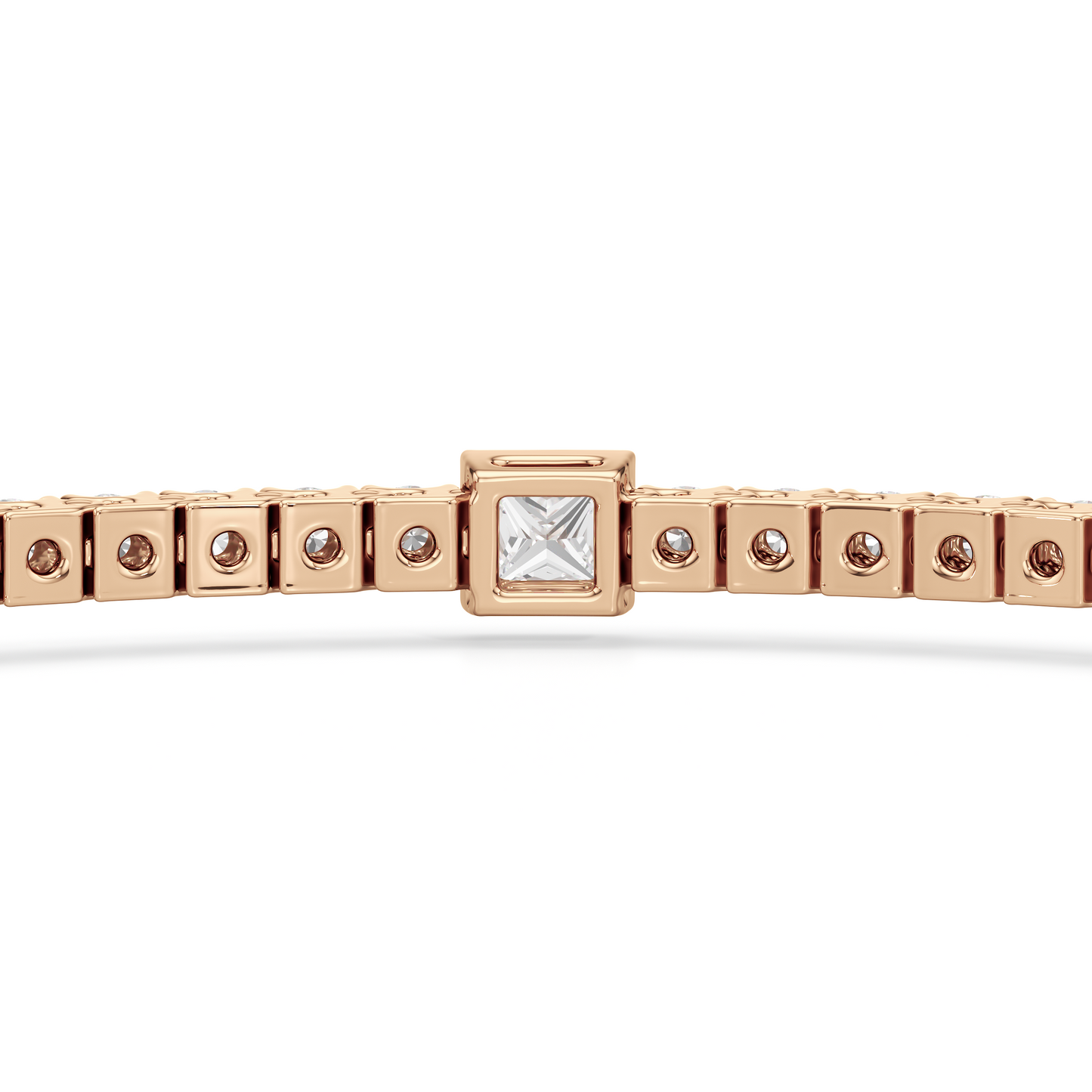 Bezeled Princess Station Tennis Bracelet