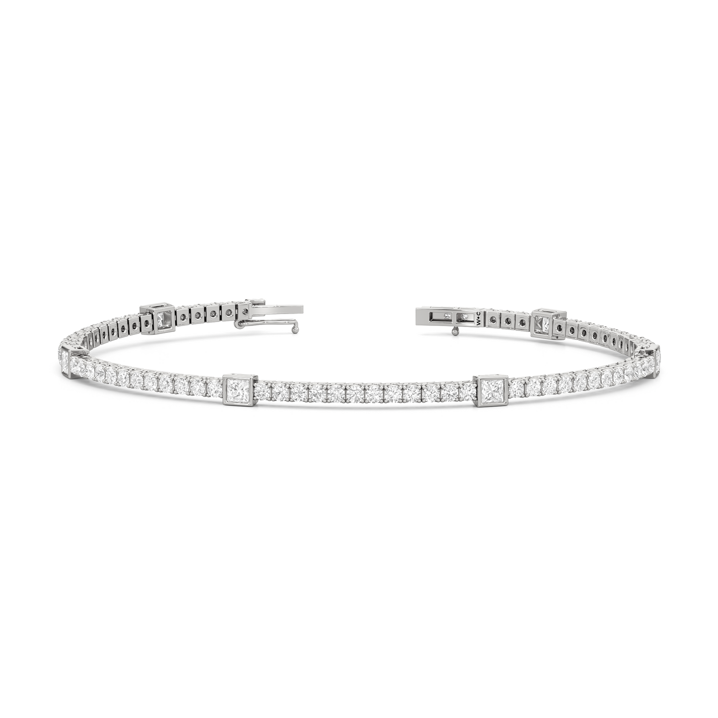 Bezeled Princess Station Tennis Bracelet