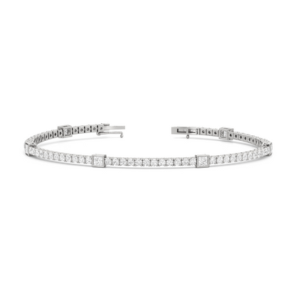 Bezeled Princess Station Tennis Bracelet