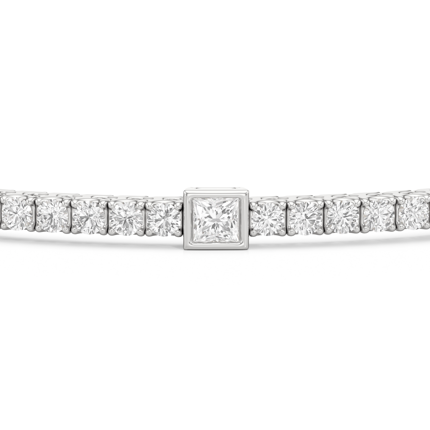 Bezeled Princess Station Tennis Bracelet