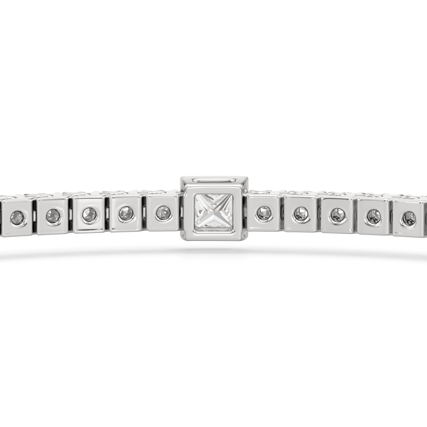 Bezeled Princess Station Tennis Bracelet