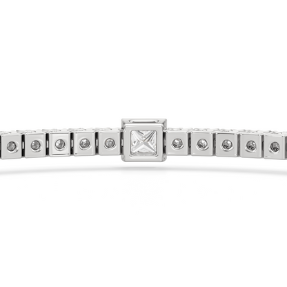 Bezeled Princess Station Tennis Bracelet