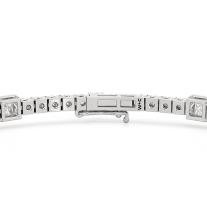 Bezeled Princess Station Tennis Bracelet