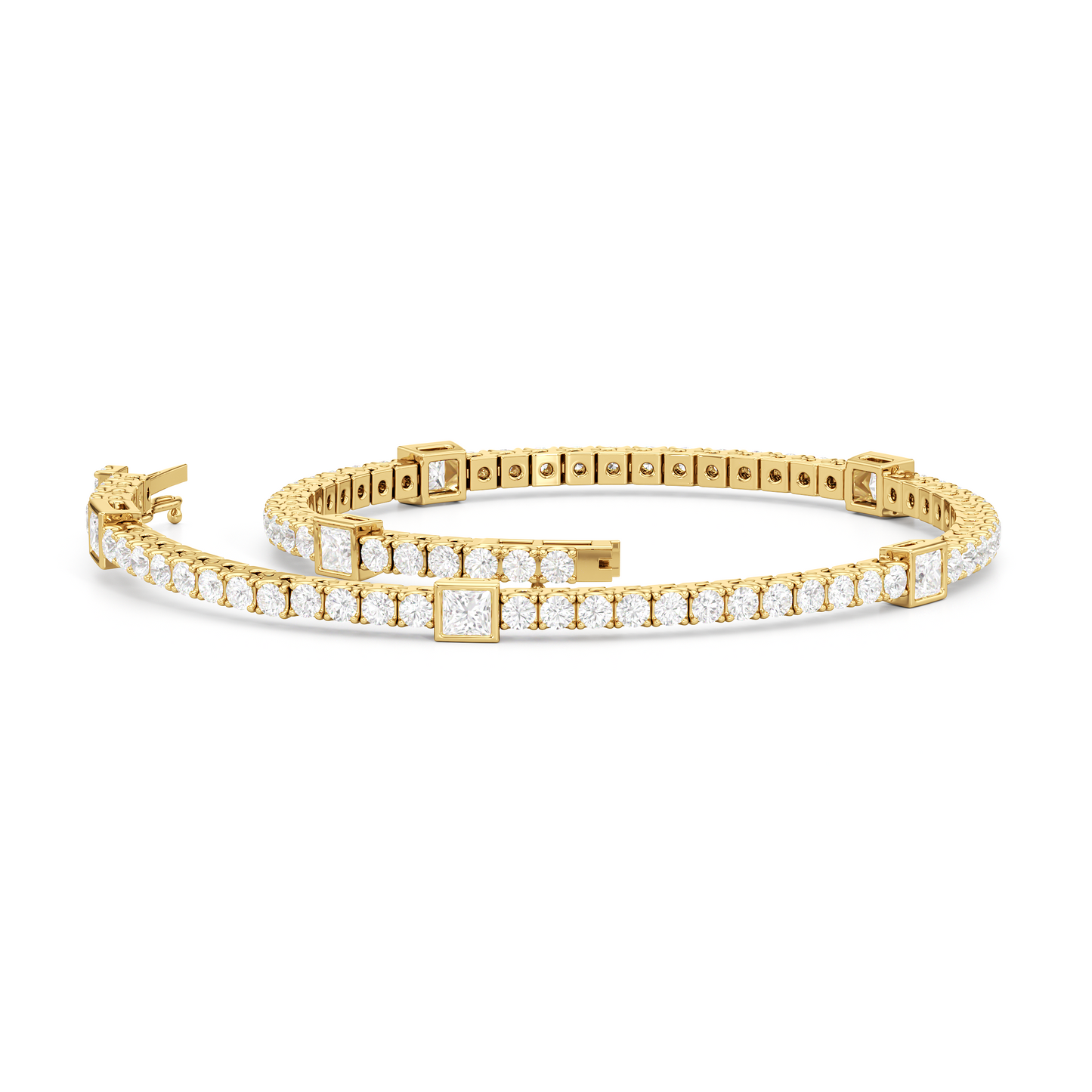 Bezeled Princess Station Tennis Bracelet