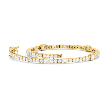 Bezeled Princess Station Tennis Bracelet