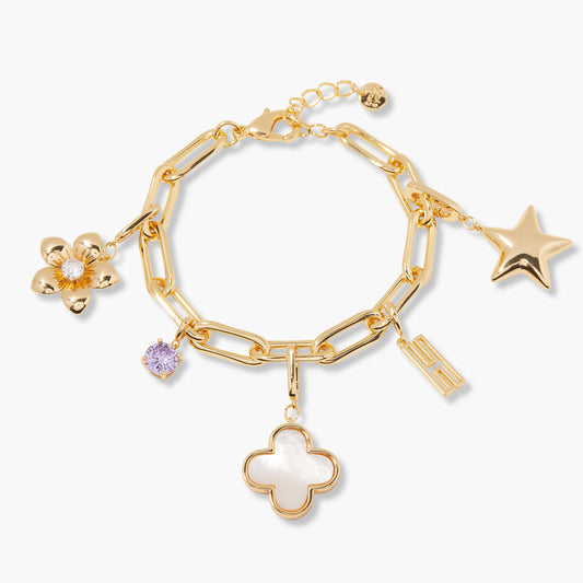 Cami Birthstone Initial Charm Bracelet