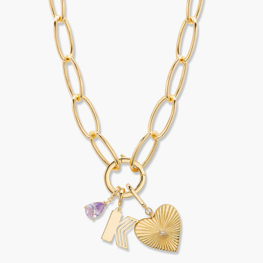 Cami Birthstone Initial Heart Charm Necklace