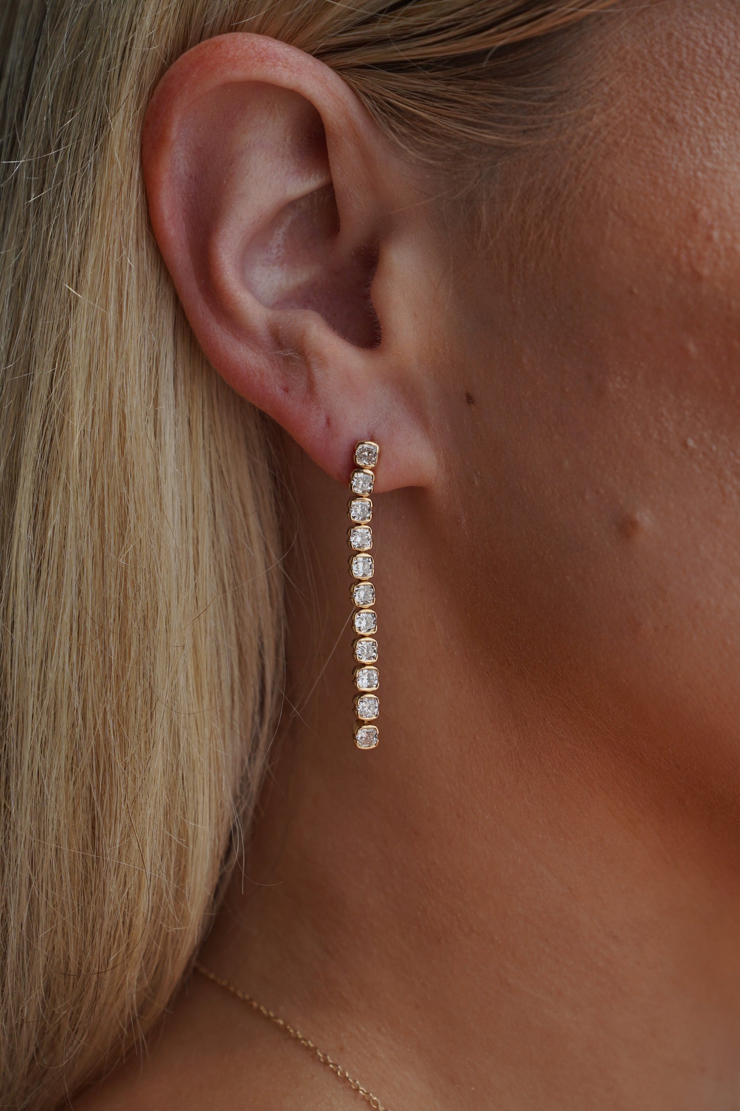 Muse Lab Diamond Cushion Drop Earring