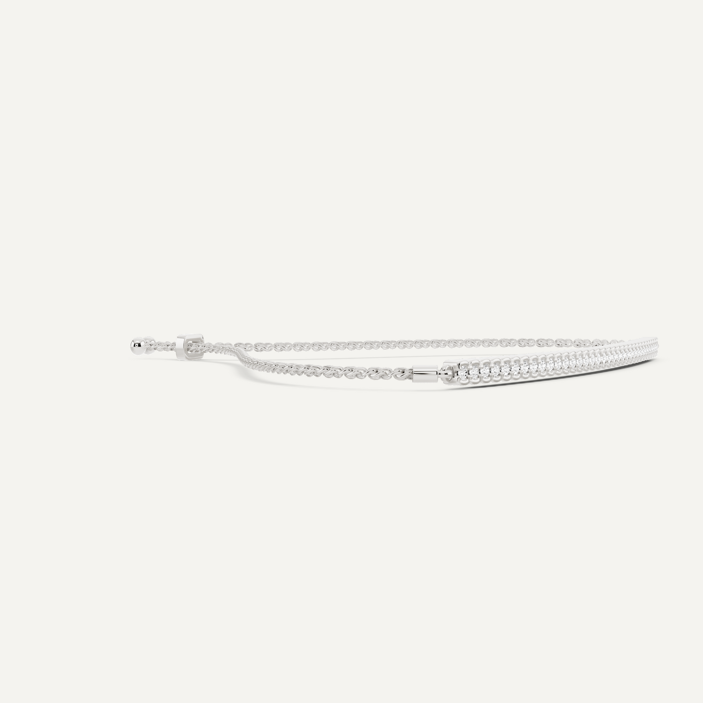 1/4 ctw Round Diamond Half Bezel Set Bolo Fashion Bracelet