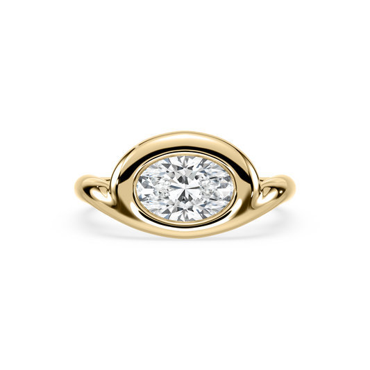 Cove 18K Yellow 1.50 CT Lab Oval Diamond Ring Size 6.5