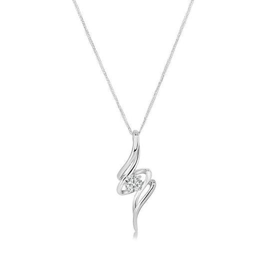Abstract line shackle 18K wave diamond Pendant - Lotus Diamond