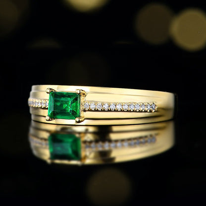 Afghan natural emerald ring - Lotus Diamond