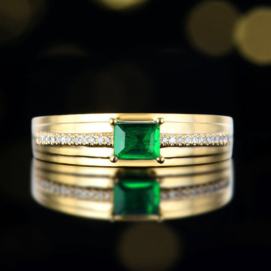 Afghan natural emerald ring - Lotus Diamond